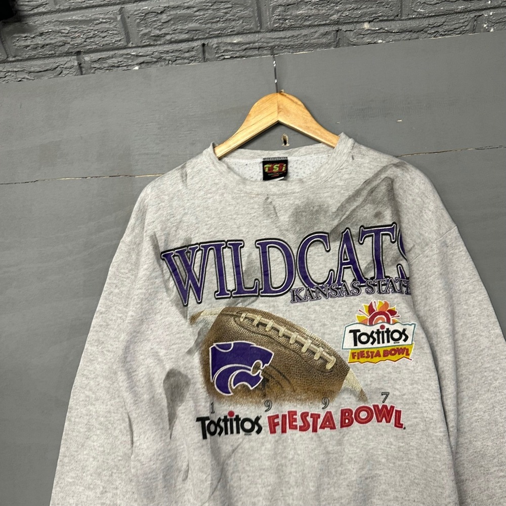 Vintage 1997 Kansas‎ State Wildcats Fiesta Bowl Sweatshirt Gray Large TSI